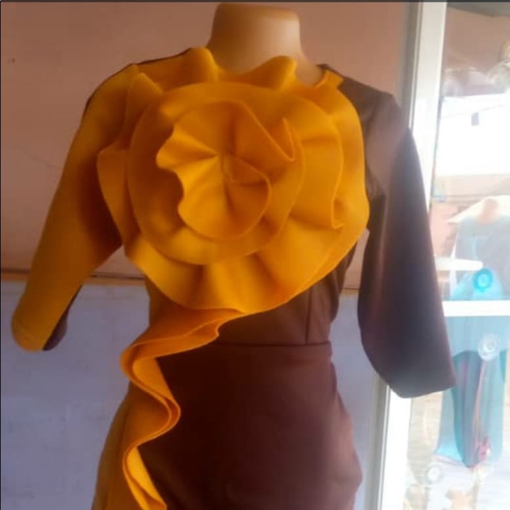 Gold & Brown Flowered Mini dress